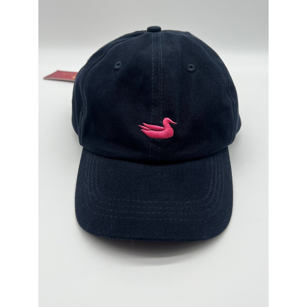 Southern Marsh Women's Baseball Cap, Duck Logo, Leather Strap, Black Hat